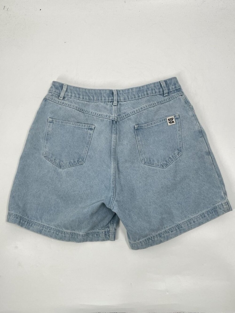 Lucy Yak High Rise Denim Shorts Light Wash Sz 32 90s Retro Ethical Indie Style - Picture 5 of 5